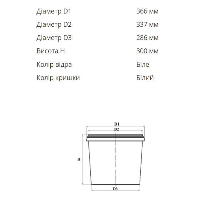 Відро пластикове харчове із ручкою 20 л. (360х300 мм)