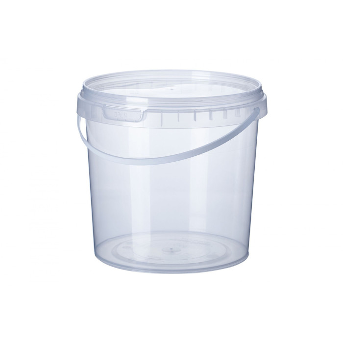 Відро пластикове харчове із ручкою, прозоре 1 л. (129х120 мм), 10 шт