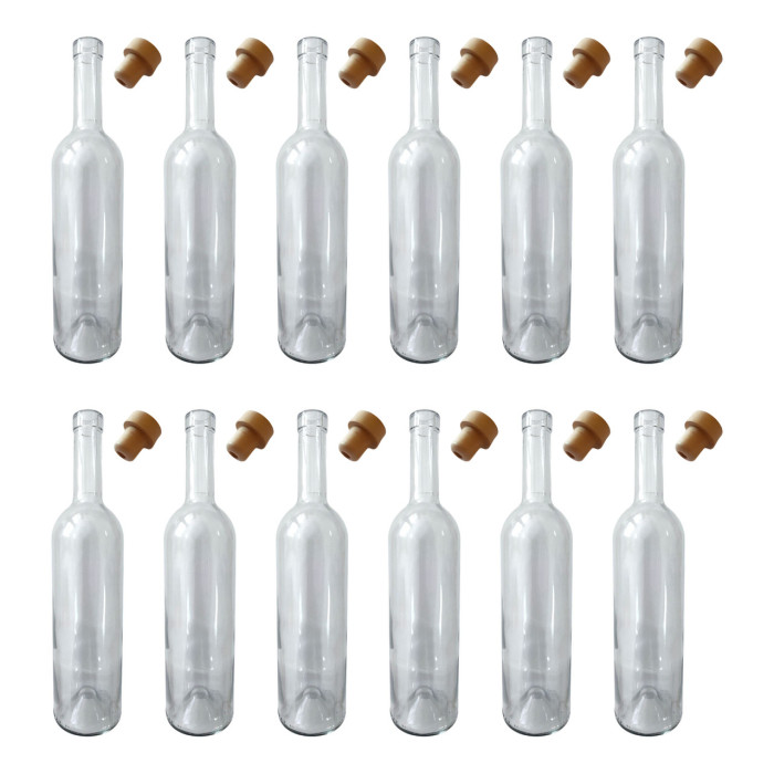 Пляшка винна 0,75 л із корковою пробкою (прозоре скло) 15 шт