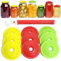 Набір кришок (9шт.) для вакуумного зберігання продуктів з насосом Система консервування